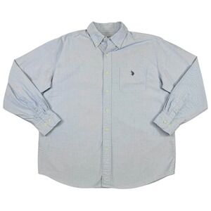 US Polo Assn. Button Down Shirt Mens Medium Blue Long Sleeve Oxford Cotton Pony
